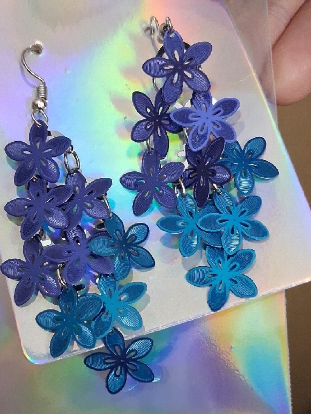 $8 Each Or Bundle 5/$20 Blue & Purple Floral Dangle Earrings
